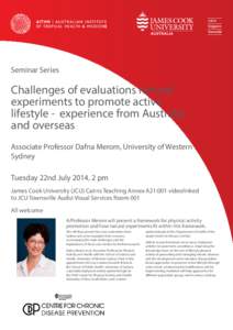 Seminar Series  Challenges of evaluations natural experiments to promote active lifestyle - experience from Australia and overseas