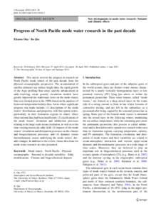 Atmospheric sciences / Aquatic ecology / Fisheries science / Ocean currents / Pacific decadal oscillation / Pycnocline / Mixed layer / Subantarctic Mode Water / Kuroshio Current / Physical oceanography / Oceanography / Physical geography