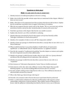Bio342_Animal_Behavior  Name____________    Questions to think about