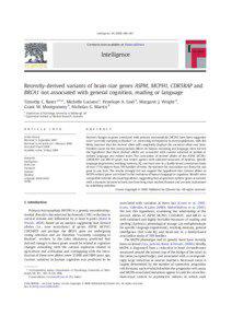 Recently-derived variants of brain-size genes ASPM, MCPH1, CDK5RAP and BRCA1 not associated with general cognition, reading or language