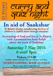 Eaton Square  St Peter’s CURRY and QUIZ NIGHT