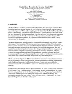 Exeter River Report to the General Court 1995 Note: This document has been edited from its original form. Prepared by State of New Hampshire Department of Environmental Services Office of the Commissioner