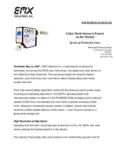 CMYX Color Mark Sensor Speeds up Production Lines - EMX Inc. Press Release