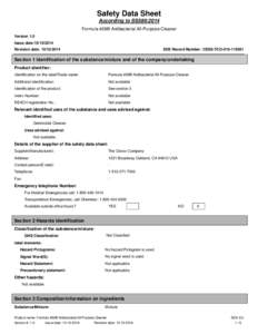 Medicine / Environmental law / Health sciences / Industrial hygiene / Safety engineering / Material safety data sheet / Hygiene / Dangerous goods / Safety / Health / Prevention