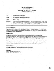 MEMORANDUM OFFICE OF THE BOARD OF SUPERVISORS COUNTY OF PLACER