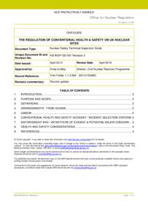 NOT PROTECTIVELY MARKED  Office for Nuclear Regulation An agency of HSE  ONR GUIDE