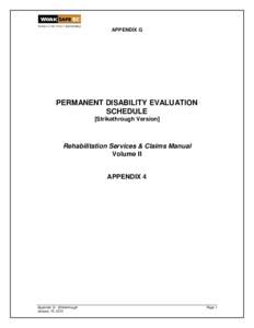 APPENDIX G  PERMANENT DISABILITY EVALUATION SCHEDULE [Strikethrough Version]