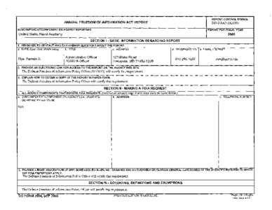 REPORT CONTROL SYMBOL  ANNUAL FREEDOM OF INFORMATION ACT REPORT DD-DA&M(A) 1365