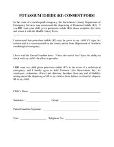 POTASSIUM IODIDE (KI) CONSENT FORM