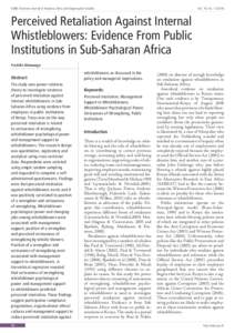 EJBO Electronic Journal of Business Ethics and Organization Studies  Vol. 19, No[removed]Perceived Retaliation Against Internal Whistleblowers: Evidence From Public