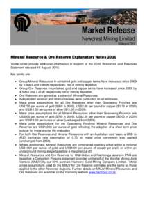 Microsoft Word - Mineral Resource and Ore Reserve Explanatory Notes[removed]doc