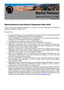 Telfer Mine / Newcrest Mining / Mineral exploration / Mineral resource classification / Cadia-Ridgeway Mine / Open-pit mining / Ore / Underground mining / Porphyry copper deposit / Economic geology / Mining / Geology