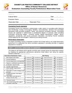 CHABOT-LAS POSITAS COMMUNITY COLLEGE DISTRICT Office of Human Resources Evaluation: Counseling Faculty Performance Observation Form (Please Print)