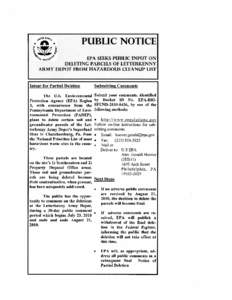 Public Notice - EPA Seeks Public Input On Deleting Parcels of Letterkenny Army Depot From Hazardous Cleanup List
