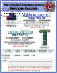 AGC of SD HHU & Building Chapter  Summer Socials Wednesday, August 10th Sioux Falls, SD