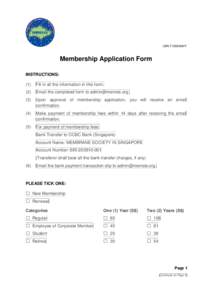 UEN T15SS0064F  Membership Application Form INSTRUCTIONS: (1)