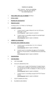 NOTICE OF AGENDA CITY COUNCIL – REGULAR MEETING TUESDAY, MAY 06, 2014 5:00 P.M. 203 GOODYEAR BLVD. 1.