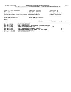 [removed]:08:08 AM Washington County Public School District Bus Stop Locations For 371-AM-5 RAMP/EAE EASTERN/RUTH ANN MONROE AM Start Time: 08:44 am Route: 371-AM-5 RAMP/EAE 371