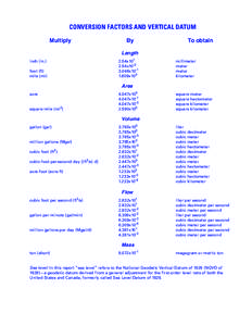 CONVERSION FACTORS AND VERTICAL DATUM Multiply By  To obtain