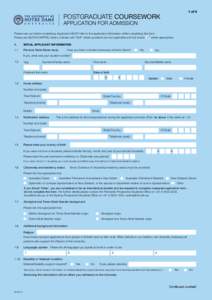 The University of Notre Dame Australia - Postgraduate Coursework Application