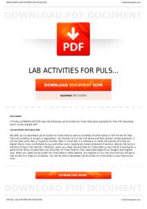 BOOKS ABOUT LAB ACTIVITIES FOR PULSE RATE  Cityhalllosangeles.com LAB ACTIVITIES FOR PULS...