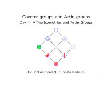 Coxeter groups and Artin groups Day 4: Affine Isometries and Artin Groups