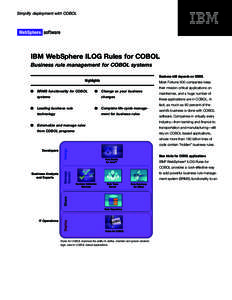 COBOL / Artificial intelligence / Software engineering / Business rule management system / ILOG / IBM WebSphere / Rule engines / Computing / Data modeling