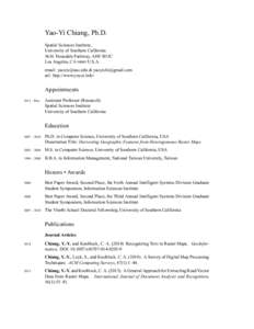 Yao-Yi Chiang, Ph.D. Spatial Sciences Institute, University of Southern California 3616 Trousdale Parkway, AHF B55C Los Angeles, CA[removed]U.S.A. email: [removed] & [removed]