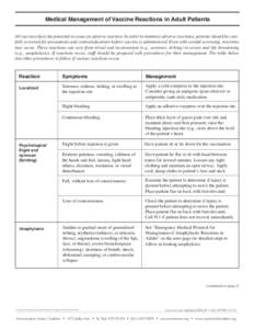 Medical management of vaccine reactions in adult patients