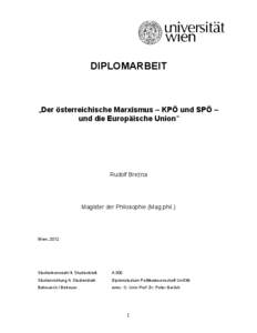 DIPLOMARBEIT  „Der österreichische Marxismus – KPÖ und SPÖ –