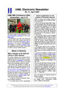 IAML Newsletter n° 31, April 2009