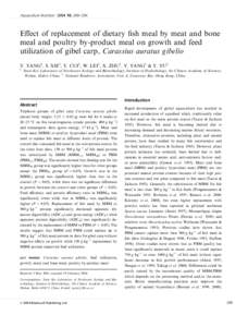 Effect of replacement of dietary fish meal by meat and bone meal and poultry by-product meal on growth and feed utilization of gibel carp, Carassius auratus gibelio