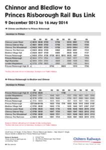 Chinnor and Bledlow to Princes Risborough Rail Bus Link 9 December 2013 to 16 May 2014 > Chinnor and Bledlow to Princes Risborough Mondays to Fridays