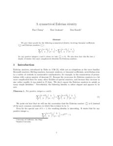 A symmetrical Eulerian identity Fan Chung∗ Ron Graham∗  Don Knuth†