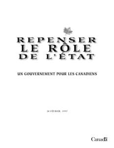 UN GOUVERNEMENT POUR LES CANADIENS  20 FÉVRIER, 1997 Conseil du Trésor du Canada Secrétariat