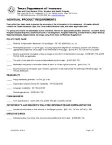 INDIVIDUAL PRODUCT REQUIREMENTS