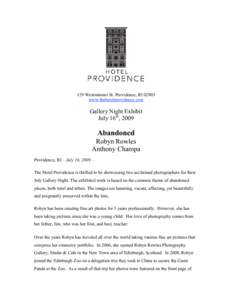 Hotel Providence - July Gallery Night