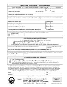 Application for Used Oil Collection Center