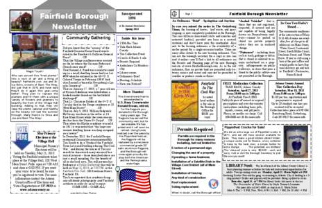 Fairfield Borough Newsletter C i v i l Wa r Tr a i l s Dedication  Magic Touch!