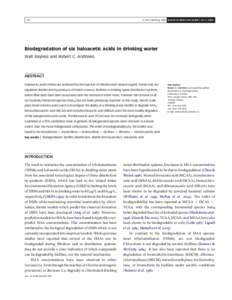 Q IWA Publishing 2008 Journal of Water and Health | 06.1 | Biodegradation of six haloacetic acids in drinking water Walt Bayless and Robert C. Andrews