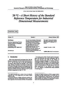Volume 112, Number 1, January-FebruaryJournal of Research of the National Institute of Standards and Technology [J. Res. Natl. Inst. Stand. Technol. 112, 20 °C—A Short History of the Standard