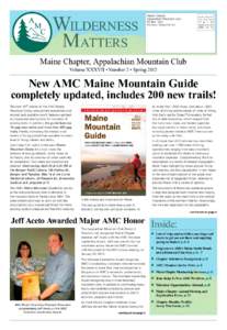 Wilderness 	 Matters Maine Chapter Appalachian Mountain Club PO Box 1534