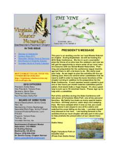 THE VINE  WINTER, 2011 Volume 2 Number 4  IN THIS ISSUE