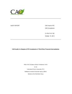 AUDIT REPORT  CAO Audit of IFC CAO Compliance  C-I-R9-Y10-F135