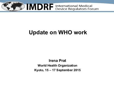 IMDRF Presentation - WHO update