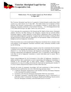 Microsoft Word - VALS media release 8 August 2007.doc