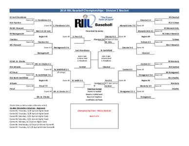 2014 RIIL Baseball Championships - Division 2 Bracket #1 East Providence Game #1 #4 Classical E. Providence 2-0