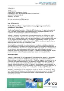 Energy Retailers Association of Australia Suite 3, Level 5, 189 Kent Street, SYDNEY NSW 2000 TW www.eraa.com.au 19 May 2014 AMI Secretariat