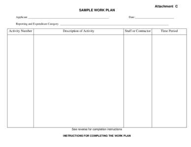 Sample Work Plan:  HHW Grant 13th Cycle