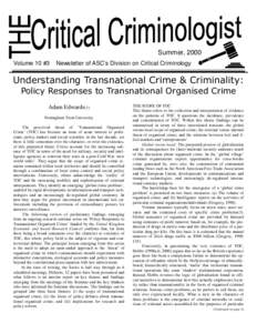 The Critical Criminologist  1 Summer, 2000 Volume 10 #3